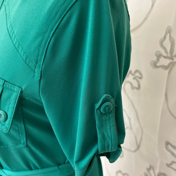 Jade green waist cinching knee-length dress - Picture 3 of 6